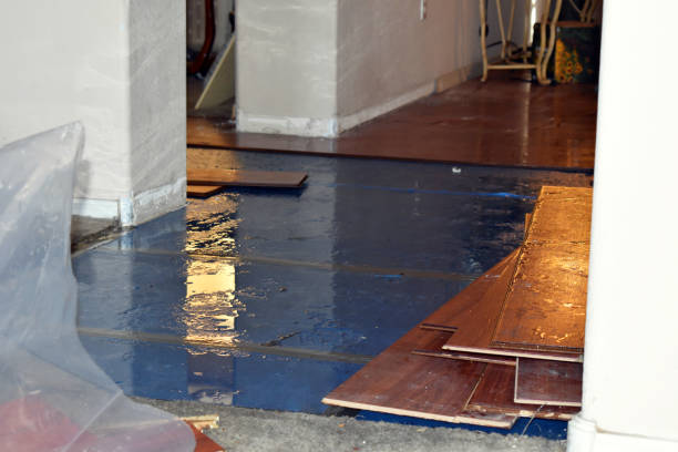Professional Water Extraction technician working in Hatley, WI